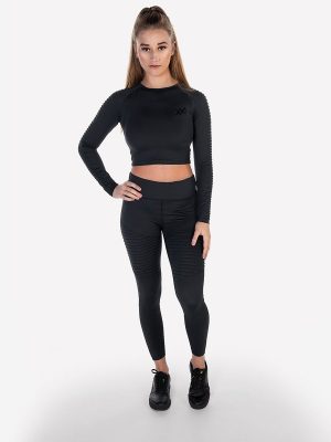 XXL SPORTSWEAR Ribbed naadloze legging - Dames - Zwart